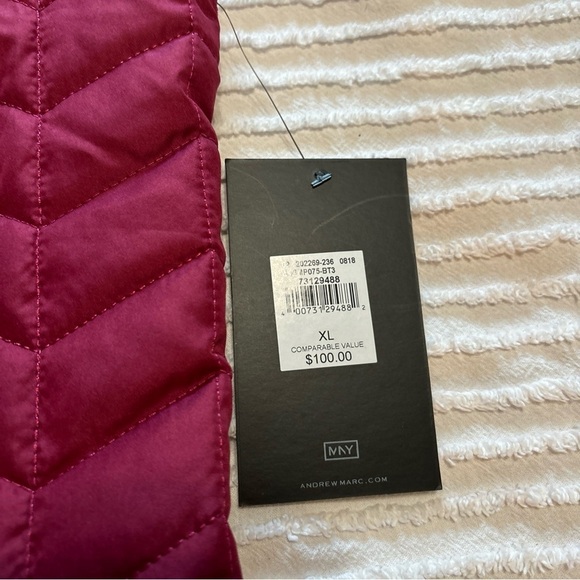 Marc New York Andrew Marc Reese Quilted Synthetic Down Vest Magenta Pink SzXL‎ - Picture 5 of 9